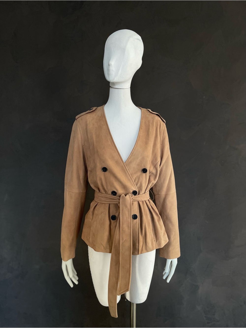 Gap Edition Blush Genuine Leather Double Breasted Belted Jacket L NWT